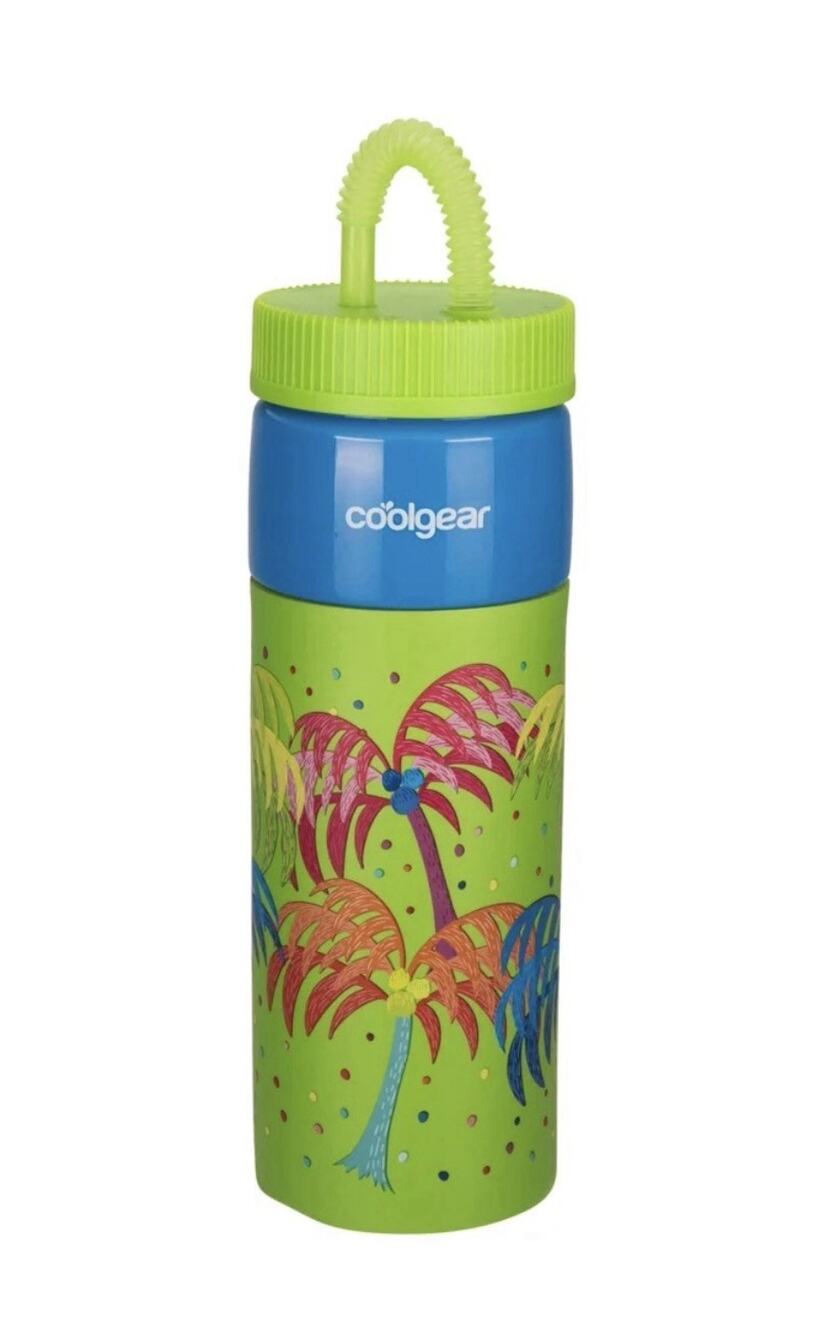 Cool Gear 24 oz Plastic Retro Foam Grip Water Bottle Palms Green